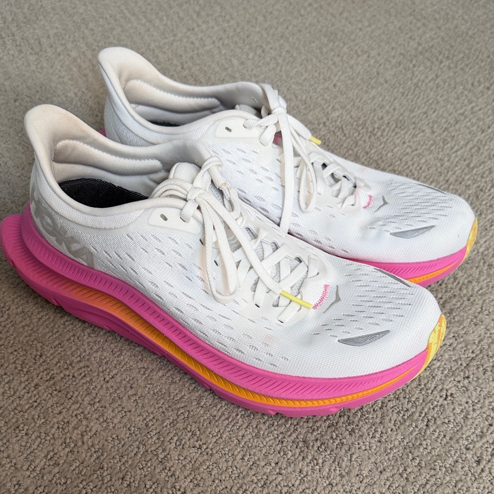 Hoka Kawana Women's White and Pink Running Shoes